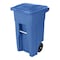 Toter 32 Gal. Blue Trash Can with Quiet Wheels and Attached Blue Lid ANA32 - alternate 1